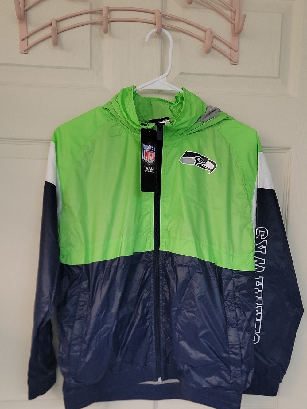 Seattle Seahawks Kids Hooded Puffer Jacket - Neon Green & Navy